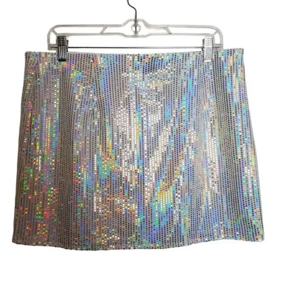 H&M Divided Sequin Mini skirt Festival Disco Costume Rave Halloween Cosplay L - Picture 2 of 8
